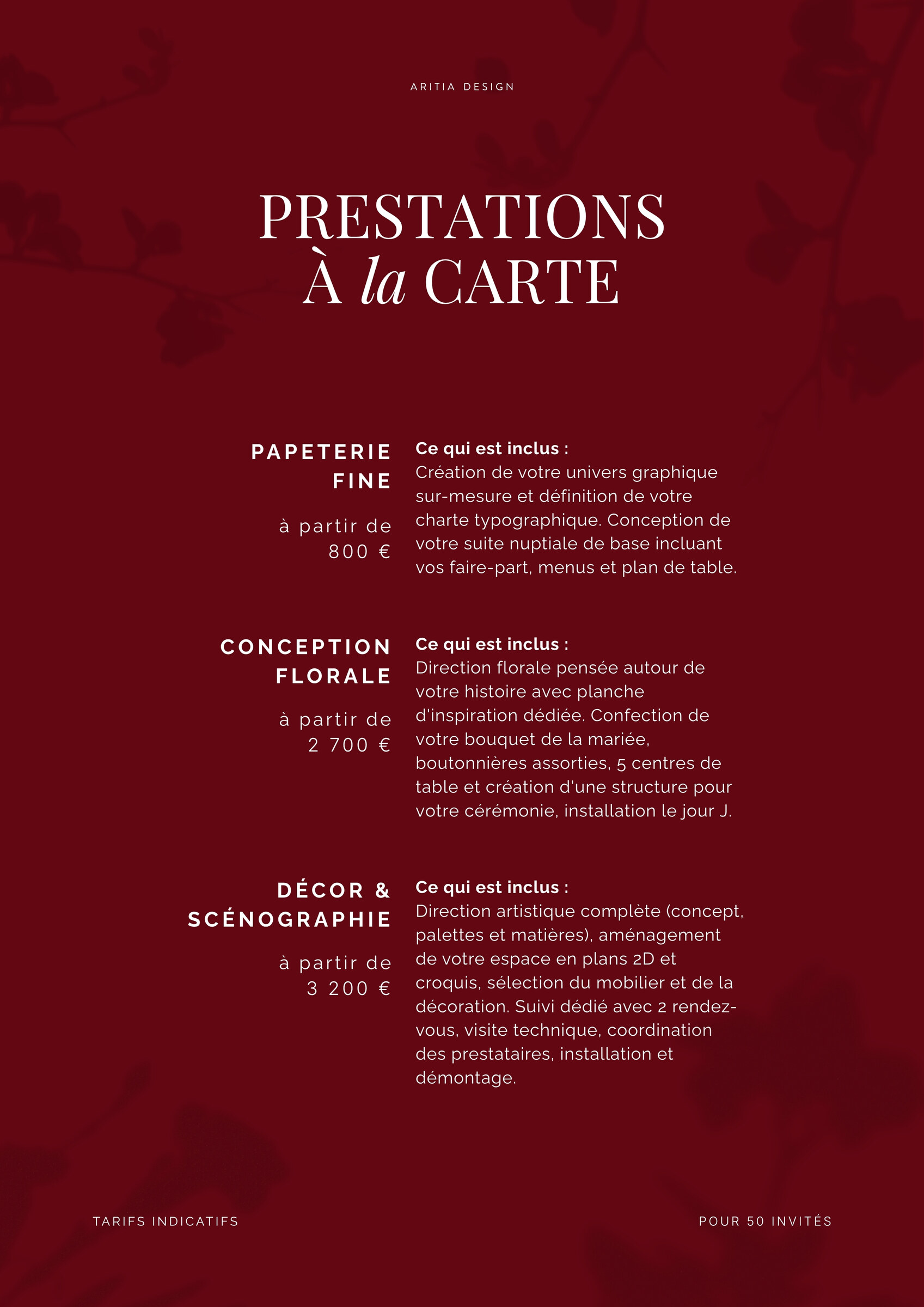 Prestations à la carte