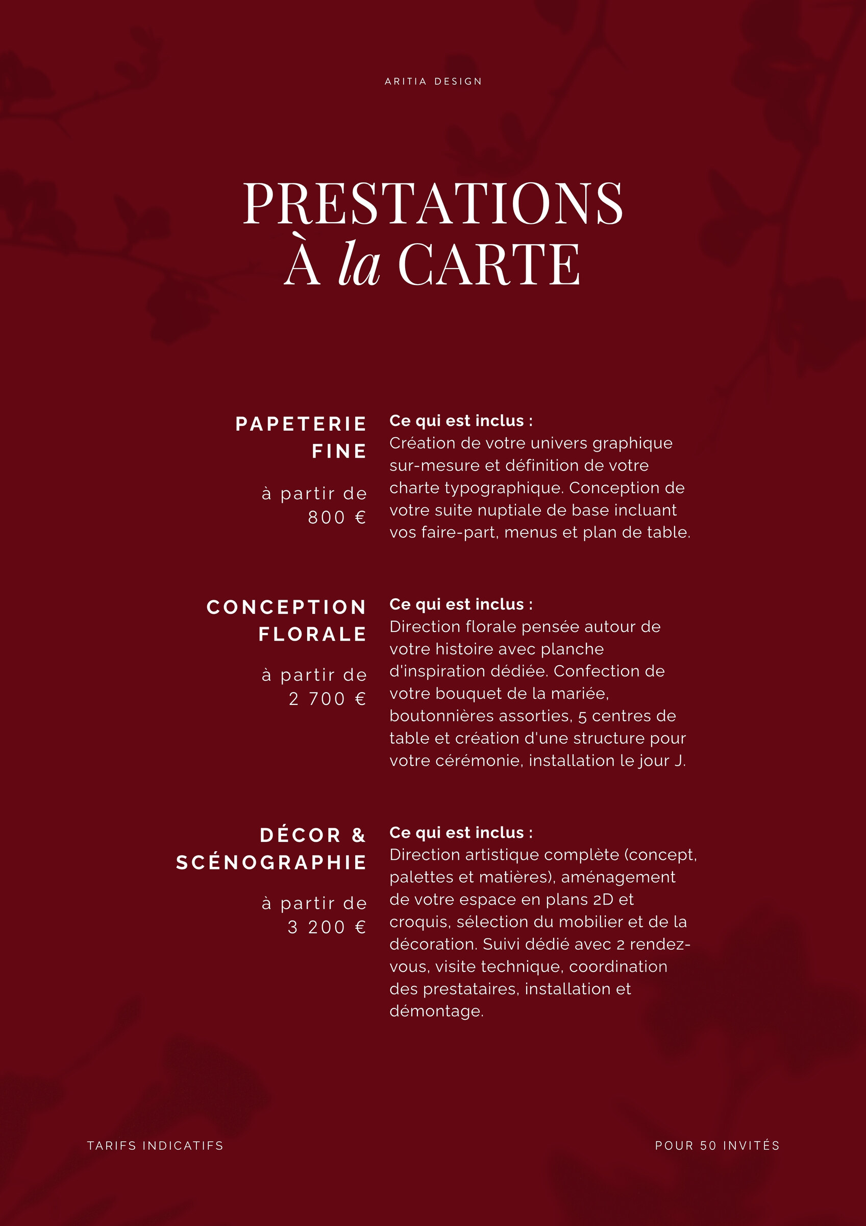 Prestations à la carte