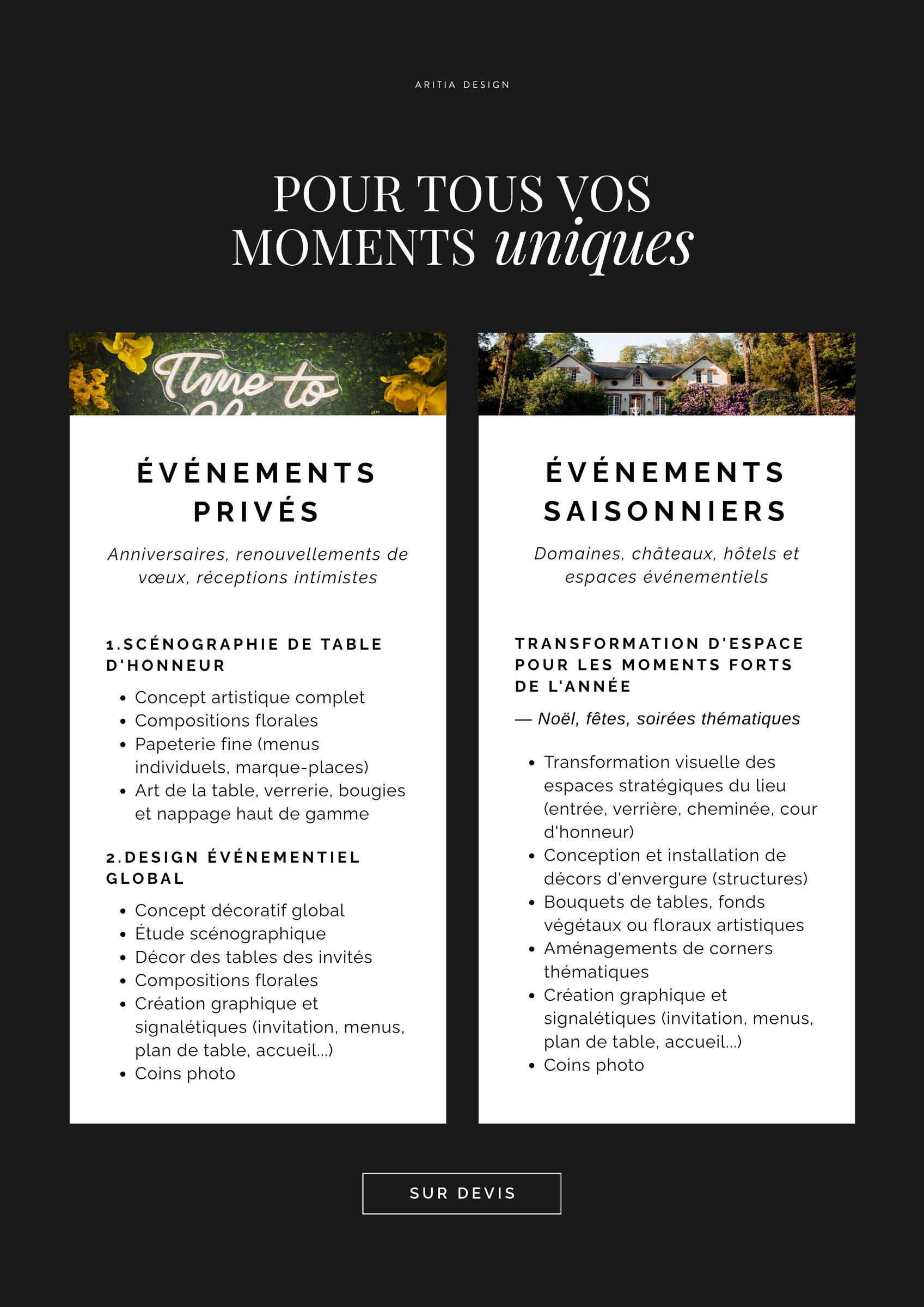 Pour tous vos moments uniques