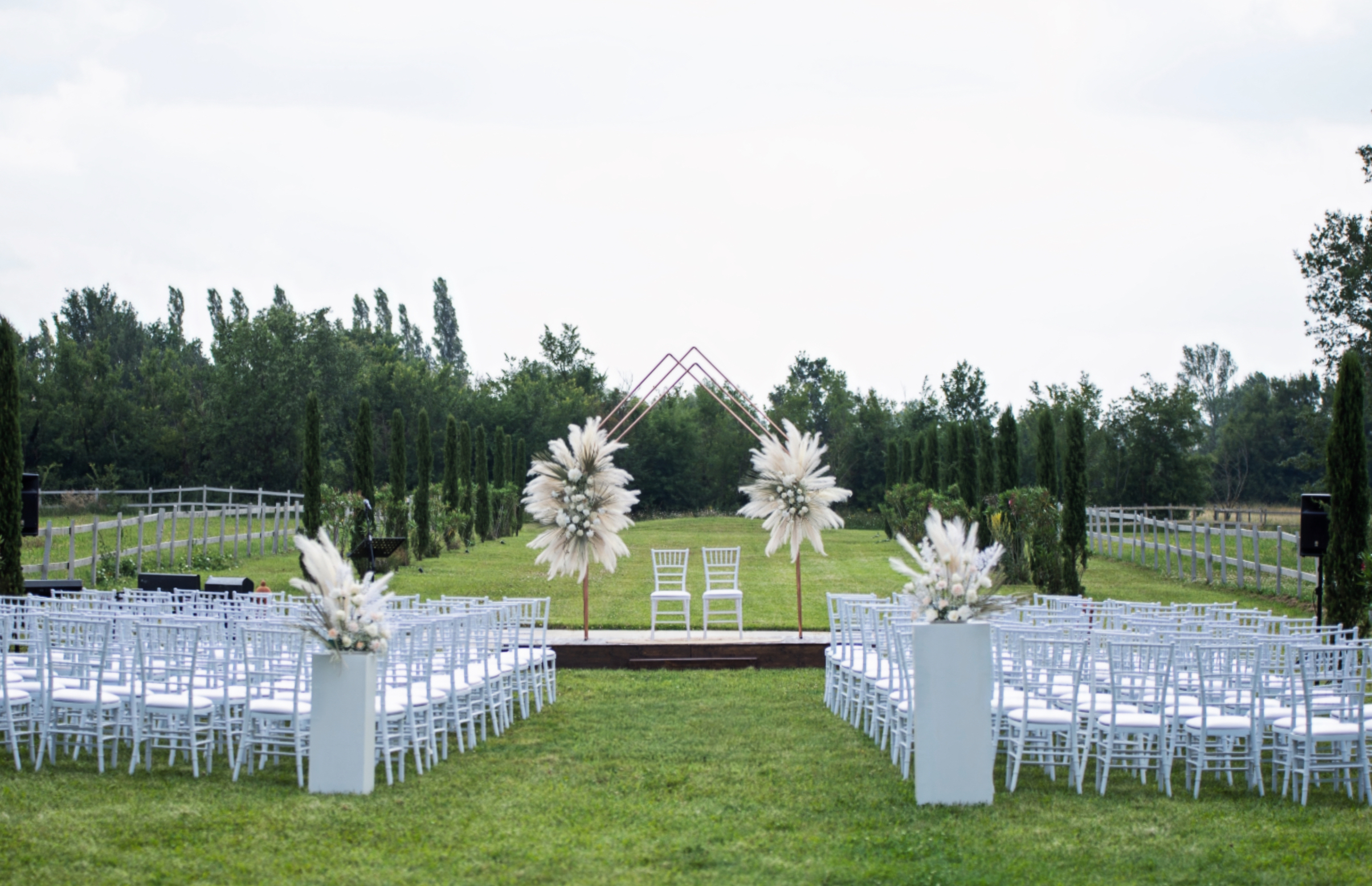 Cérémonie outdoor pampas pour E+F